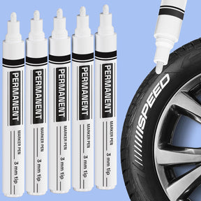 ARTISTRO 5 Oil-Based Permanent Paint Markers - Medium Tip Markers for Tire, Wood, Rock, Fabric, Glass, Ceramic, Metal, Plastic, and More - Quick Dry, Waterproof, White