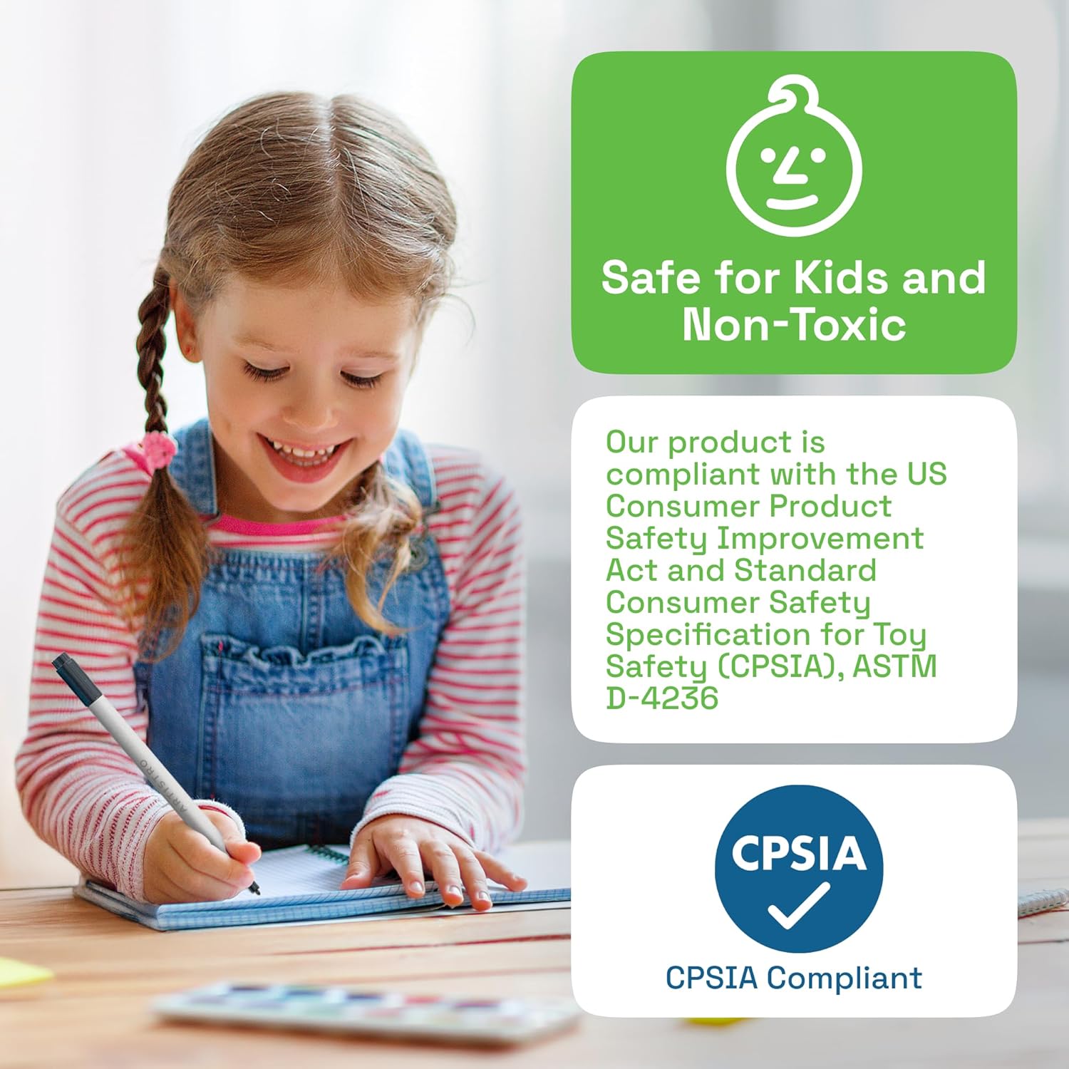 ARTISTRO 5 Black Acrylic Paint Markers - Paint Pens Dual Tip Brush + Fine Ideal for Calligraphy - Perfect for Fabric, Rock, Glass, Wood, DIY - Art Supplies, Stocking Stuffers, Christmas Gift Idea