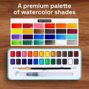 ARTISTRO Watercolor Paint Set with Palette & Brush Pens - 24 Colors
