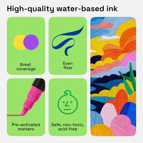 Click to see full view ARTISTRO Paint Markers - Acrylic Pens for Rock, Glass, Fabric, DIY - Art Supplies - 48 Dual Brush Tip Markers