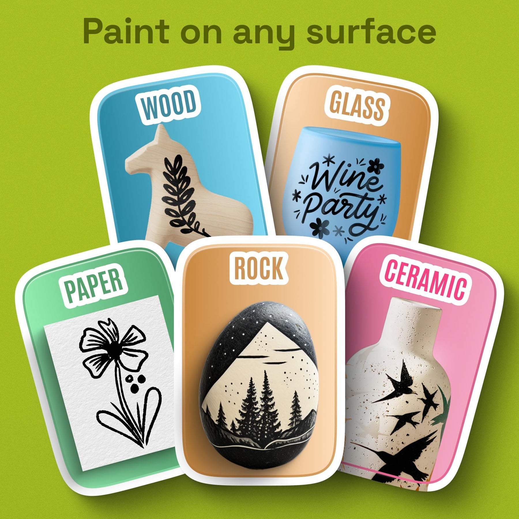 ARTISTRO 2 Black Acrylic Paint Markers - Brush Tip Paint Pens with Automatic Ink Control System for Rock, Egg, Wood, Fab