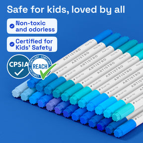 ARTISTRO 24 Blue Tones Dual-Tip Acrylic Paint Marker Pens for Drawing
