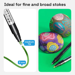 ARTISTRO 12 Metallic Acrylic Paint Markers - Medium Point Paint Pens for Rock, Wood, Glass, Ceramic, Black Paper, Scrapbooking Crafts, Card Making, DIY Photo Album, Ceramic