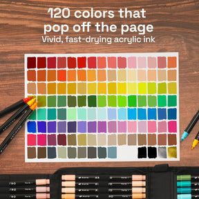 ARTISTRO 120 Acrylic Paint Markers, Dual-Tip Paint Pens, Black Bag