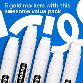 ARTISTRO 5 White Paint Pen for Rock, Glass, Ceramic, Wood, Tire, Fabric, Metal, Canvas, Marking, Painting - Set of 5 Acr