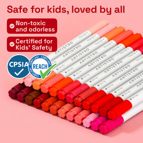 ARTISTRO 24 Red Tones Dual-Tip Acrylic Paint Marker Pens