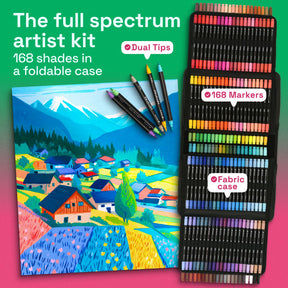ARTISTRO 168 Acrylic Paint Markers, Dual-Tip Paint Pens, Black Bag