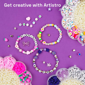 ARTISTRO 3000 pcs Bracelet Making Kit - Friendship Bracelet Kit with Pearl, Clay, Letter, Star, Flower, Heart Beads - Purple Kandi Beads Set for Girls, Boys and Adults