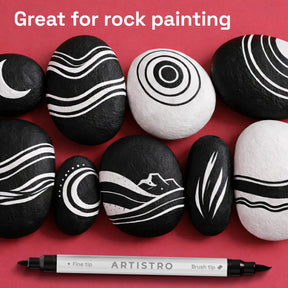 ARTISTRO 12 Black Dual-Tip Acrylic Paint Marker Pens for Drawing