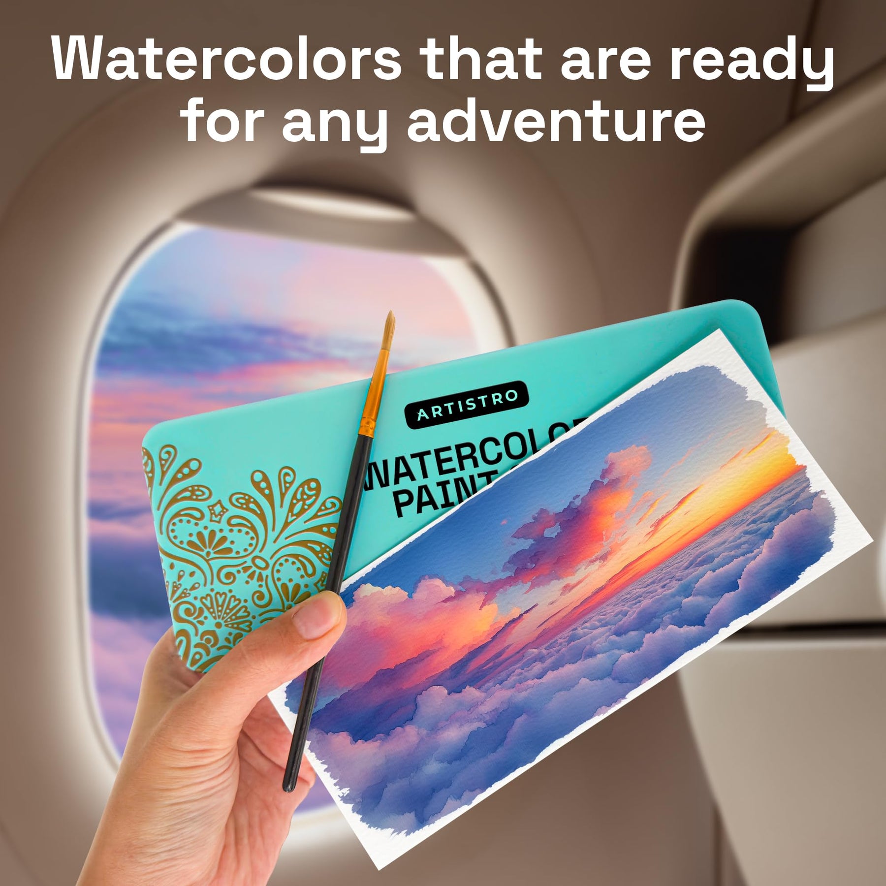 ARTISTRO Watercolor Paint Set with Palette & Brush Pens - 100 Colors