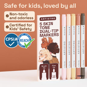 ARTISTRO 5 Skin Tones Acrylic Paint Markers - Paint Pens for Drawing - For Fabric, Rock, Glass, Wood, Molds - Arts & Cra