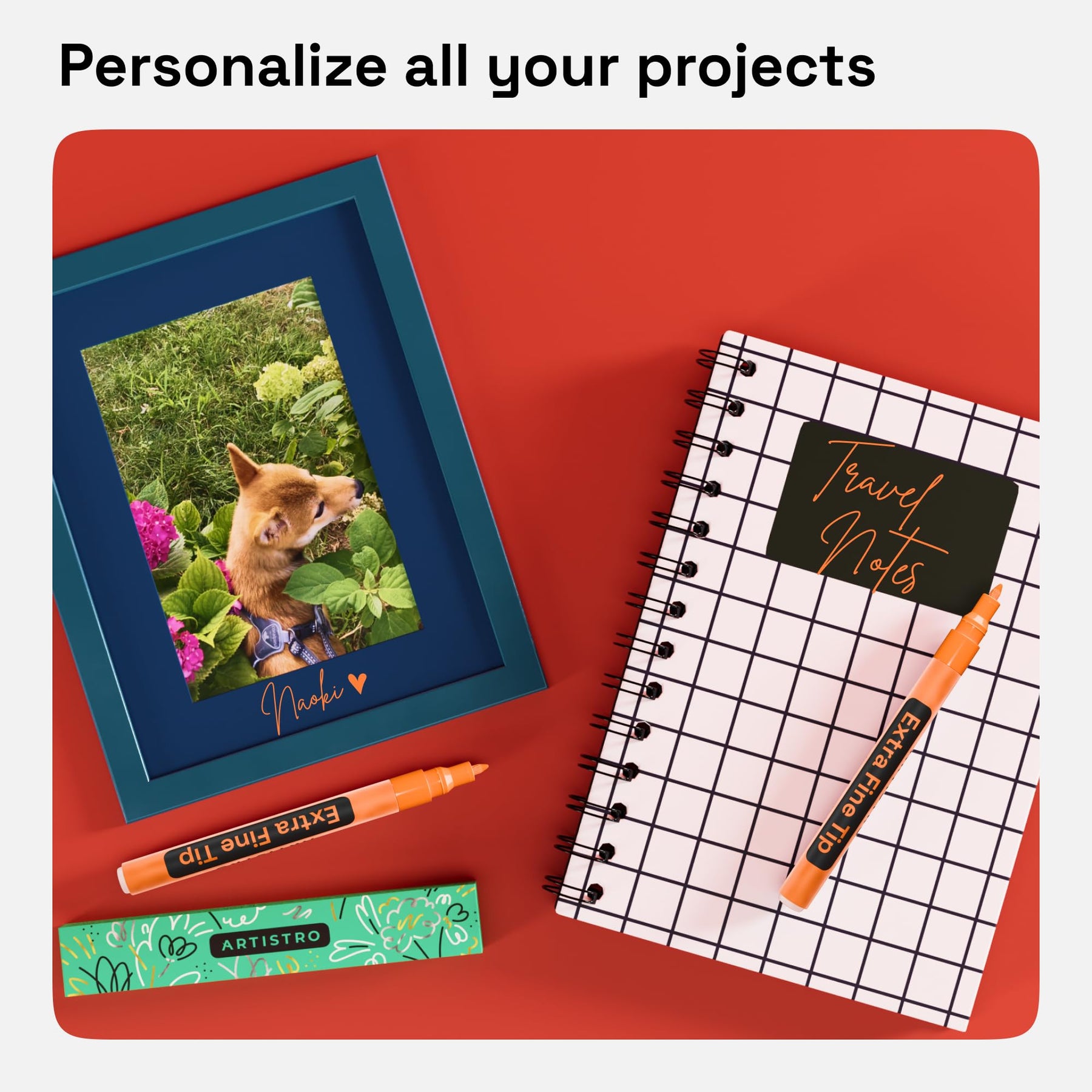 ARTISTRO 2 Orange Acrylic Paint Markers - 0.7mm Extra Fine-Tip Paint Pens - Perfect for Crafting, Art Projects, & More