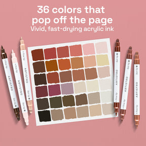 ARTISTRO Skin Tones Dual-Tip Acrylic Paint Marker Pens - Set of 36