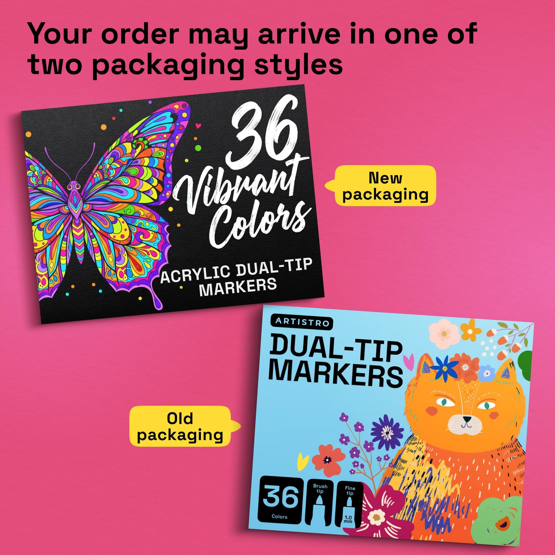 ARTISTRO 36 Acrylic Paint Markers - Paint Pens for Glass Marking, Rock Painting, Ceramic, Wood, Fabric, DIY, Craft, Canv