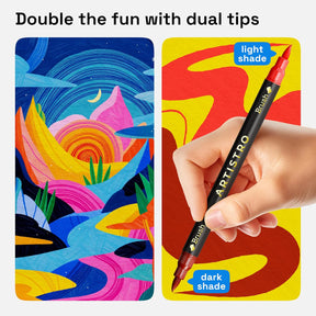 Click to see full view ARTISTRO Paint Markers - Acrylic Pens for Rock, Glass, Fabric, DIY - Art Supplies - 48 Dual Brush Tip Markers