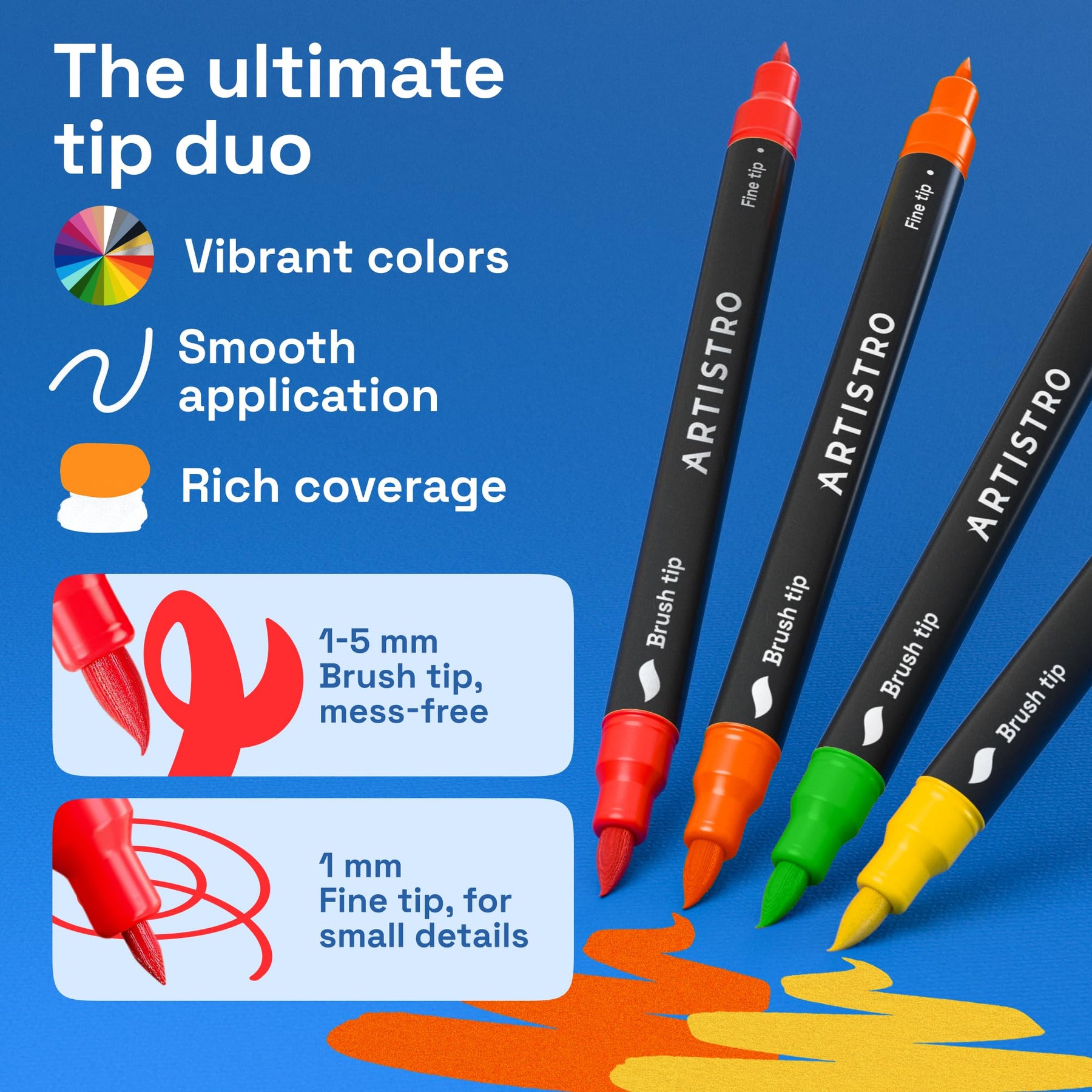 ARTISTRO Dual-Tip Acrylic Paint Marker Pens for Drawing