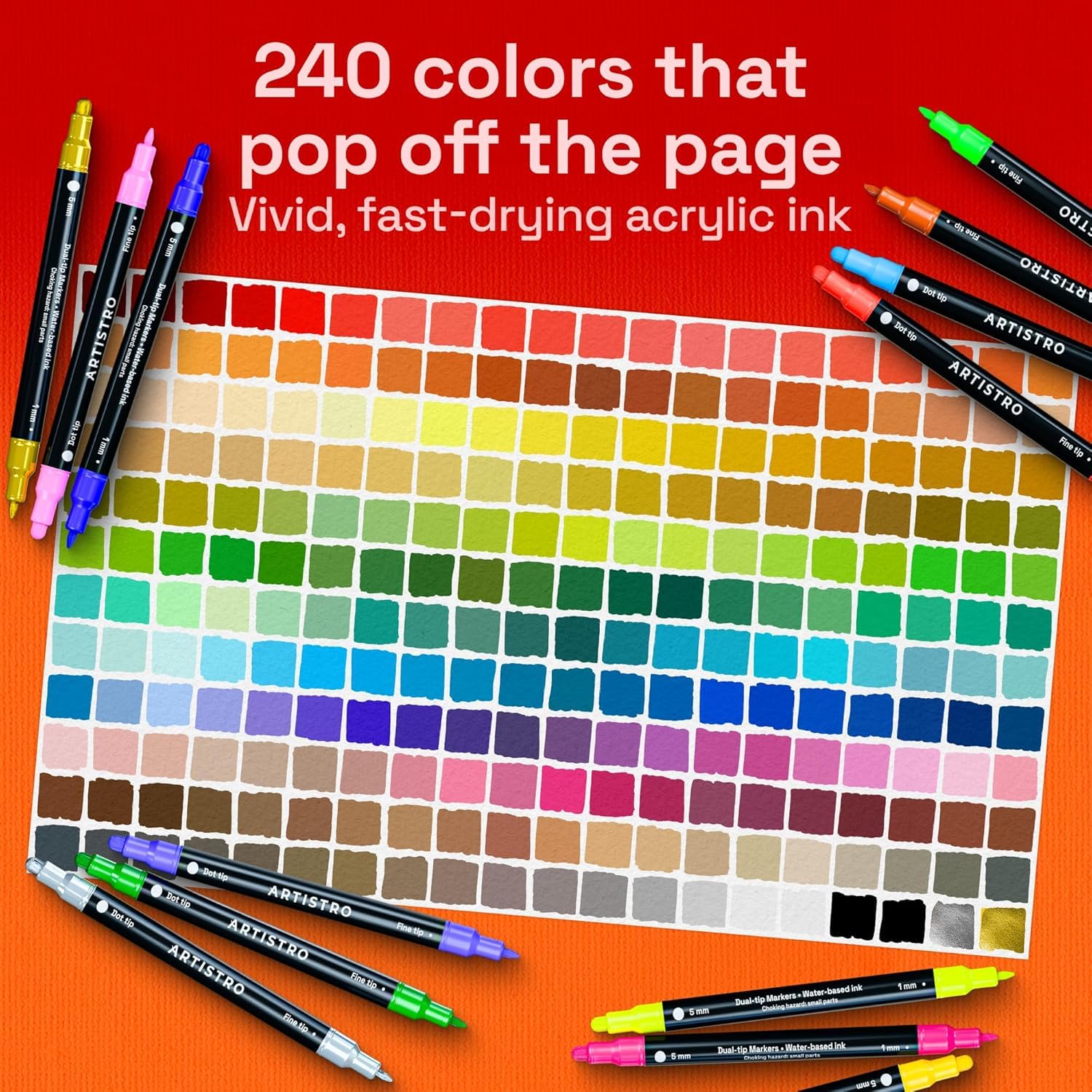 ARTISTRO Precision Dual-Tip Acrylic Paint Marker Pens - Set of 240