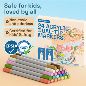 ARTISTRO 24 Pastel Dual-Tip Acrylic Paint Marker Pens