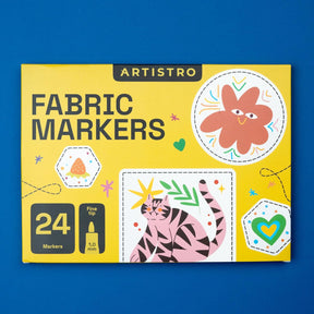 ARTISTRO 24 Fabric Markers - Fine Tip Fabric Markers Permanent for Clothes - No Bleed Pens for T-Shirts, Bags, Textile, Canvas, and more