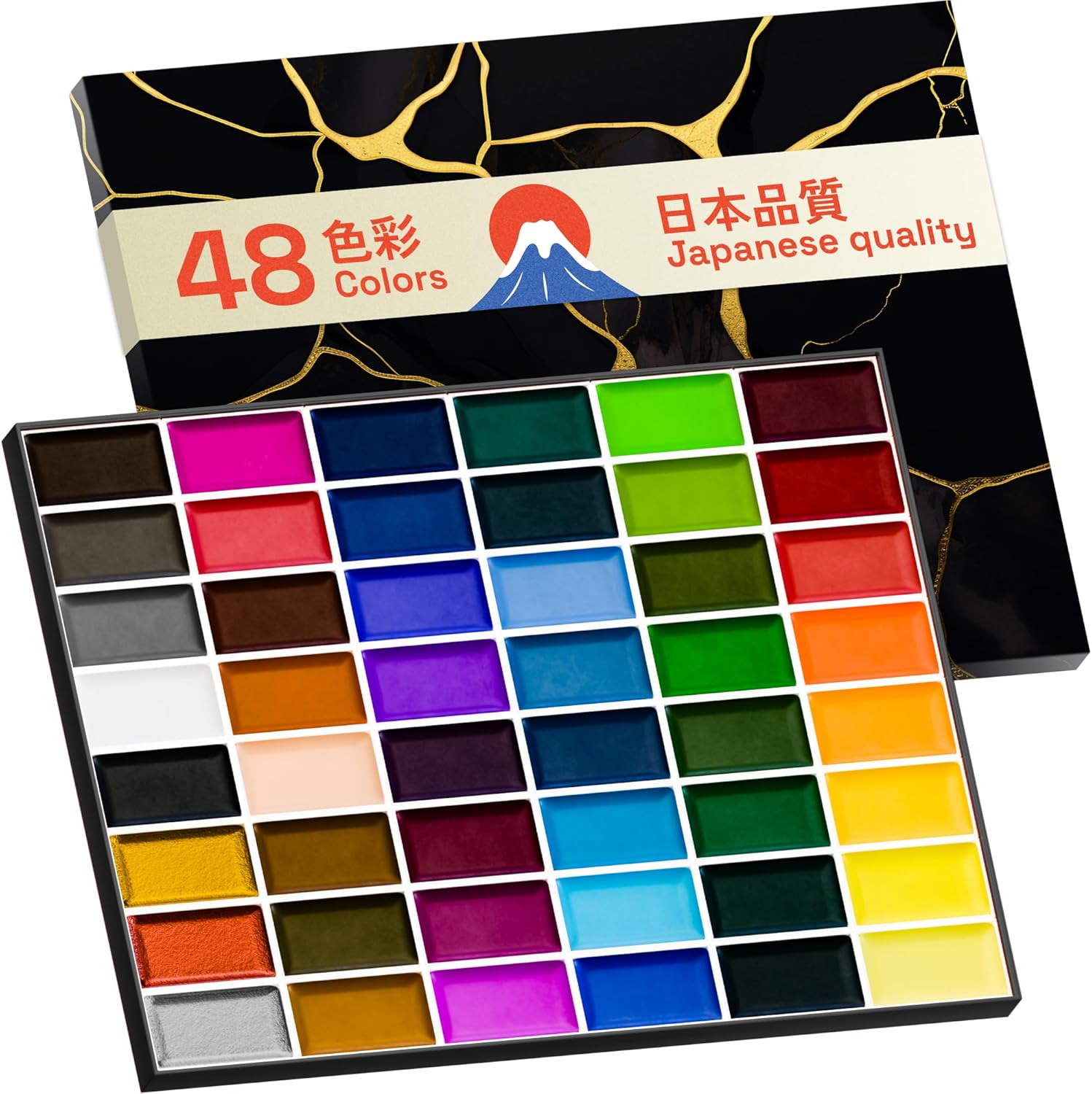 ARTISTRO Professional Watercolor Paint Set for Adults - 48 Pigment-Rich Colors, XL Pans, ASTM-I Lightfastness, High Tinting Strength Watercolor Set for Professionals made by professionals