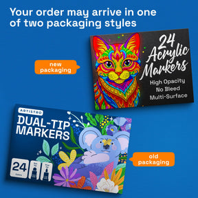 ARTISTRO 24 Mixed Colors Dual-Tip Acrylic Paint Marker Pens
