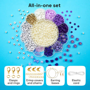 ARTISTRO 3000 pcs Bracelet Making Kit - Friendship Bracelet Kit with Pearl, Clay, Letter, Star, Flower, Heart Beads - Purple Kandi Beads Set for Girls, Boys and Adults