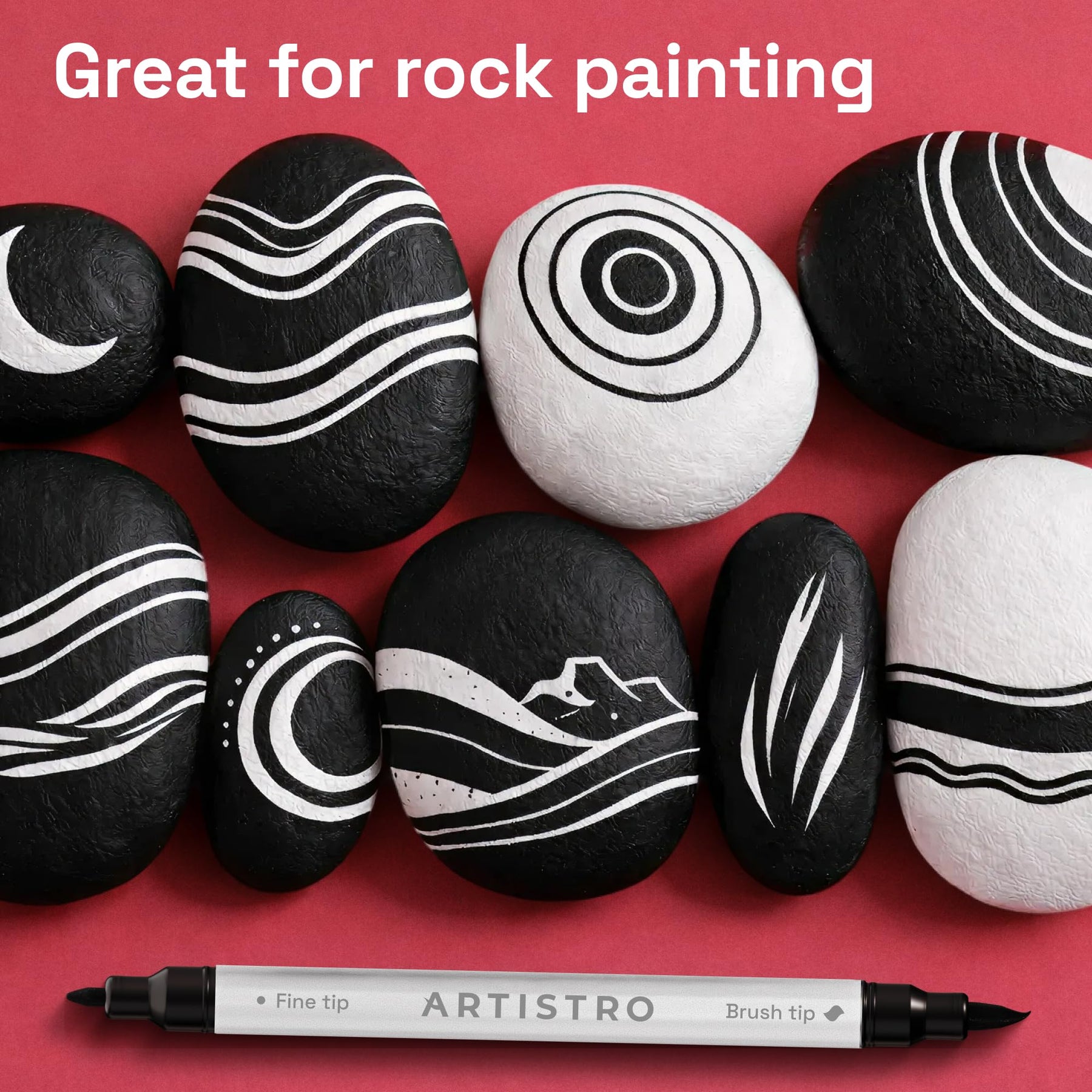 ARTISTRO 36 Black Dual-Tip Acrylic Paint Marker Pens for Drawing