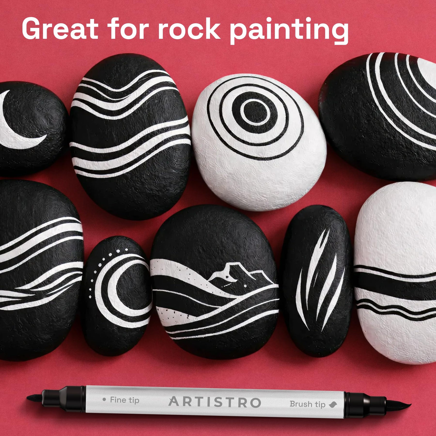 ARTISTRO 24 Black Dual-Tip Acrylic Paint Marker Pens for Drawing