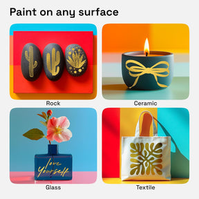 ARTISTRO 5 Gold Acrylic Paint Markers - Paint Pens Dual Tip Brush + Fine Ideal for Calligraphy - Perfect for Fabric, Rock, Glass, Wood, DIY - Art Supplies, Stocking Stuffers, Christmas Gift Idea