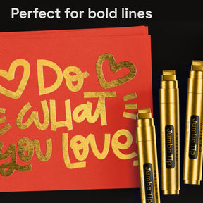 ARTISTRO 5 Gold Paint Pen for Rock, Glass, Ceramic, Wood, Tire, Fabric, Metal, Canvas, Marking, Painting - Set of 5 Acry