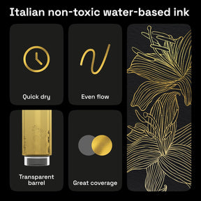 ARTISTRO 5 Gold Paint Pen for Glass Marking, Rock Painting, Ceramic, Wood, Tire, Fabric, Metal, Canvas - Set of 5 Acrylic Paint Markers Water-based - Extra-fine Tip