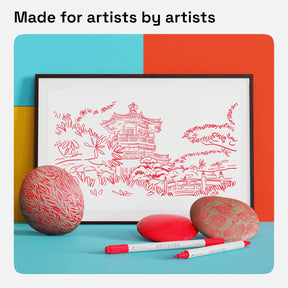 ARTISTRO 2 Red Acrylic Paint Pens, Acrylic Paint Markers Dual Tip (Brush + Fine 1 mm), Canvas, Rock, Glass, Wood, Paper, DYI, Markers for Kids and Adults