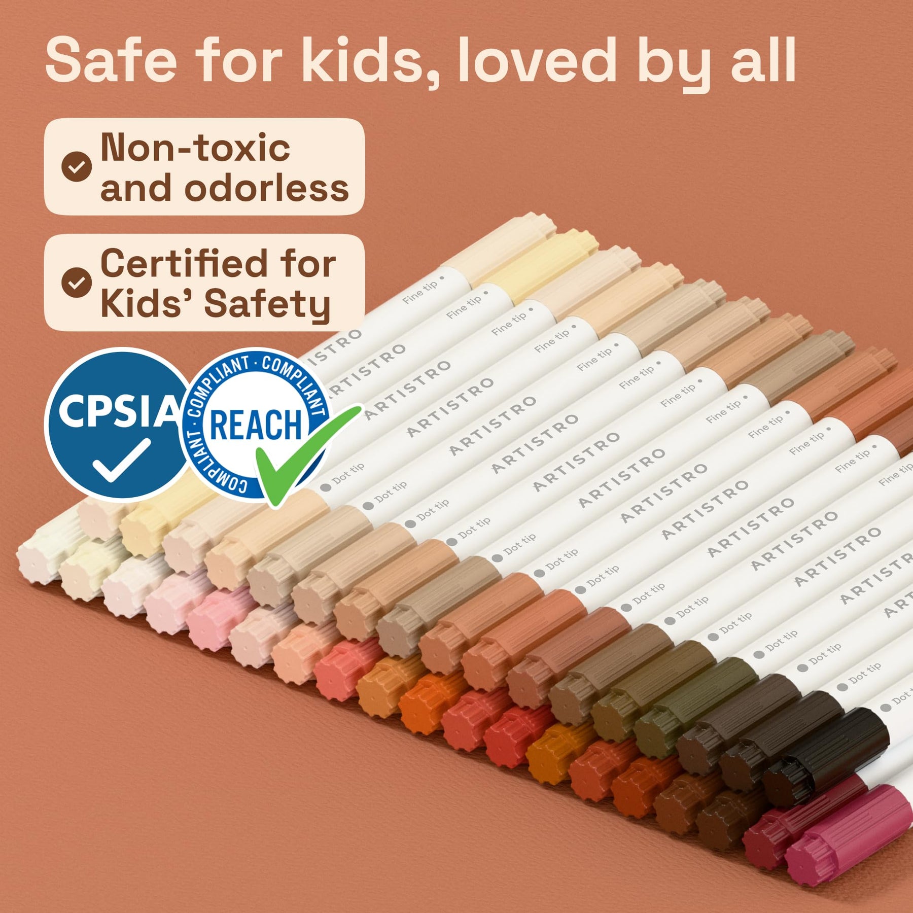 ARTISTRO Skin Tones Dual-Tip Acrylic Paint Marker Pens - Set of 36