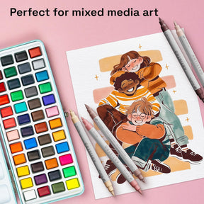 ARTISTRO 24 Skin Tone Acrylic Paint Markers - Paint Pens Dual Tip Brush + Fine Ideal for Calligraphy - Perfect for Fabric, Rock, Glass, Wood, DIY - Art Supplies, Stocking Stuffers, Christmas Gift Idea