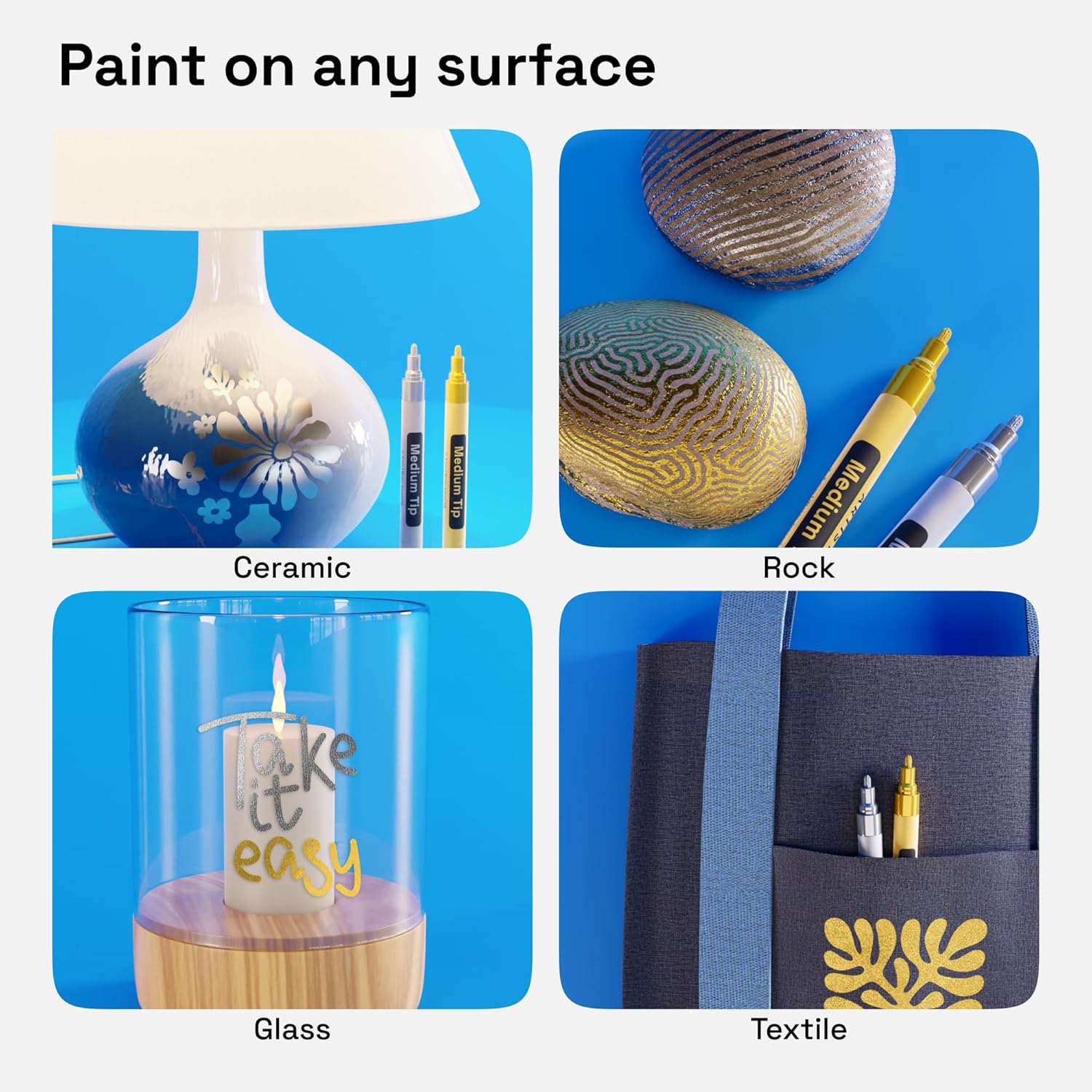 ARTISTRO 2 Gold & Silver Acrylic Paint Markers - 3mm Medium-Tip Paint Pens - Perfect for Crafting, Art Projects, & More