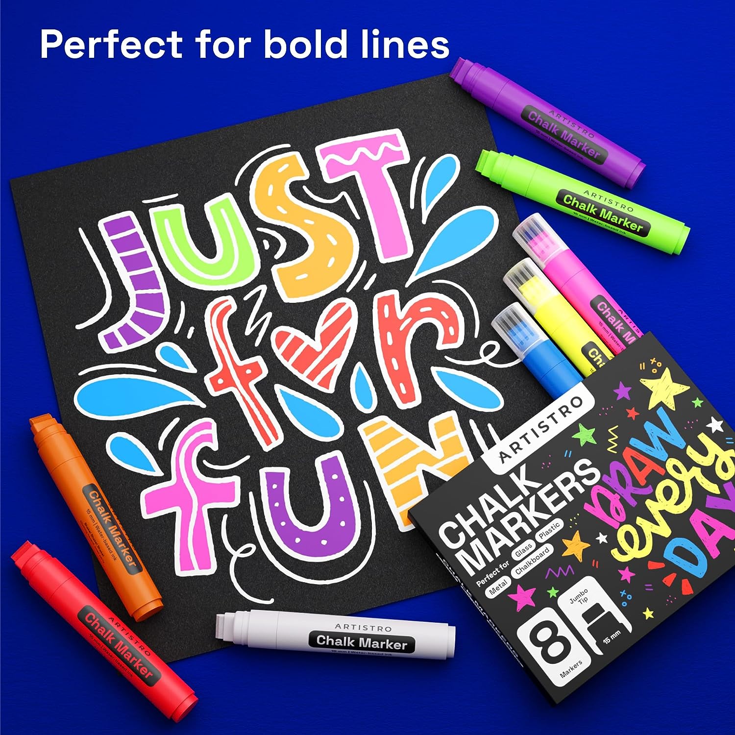 8 jumbo chalk markers perfect for bold lines