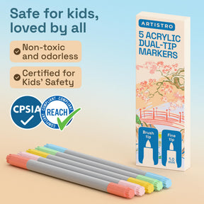 ARTISTRO 5 Pastel Dual-Tip Acrylic Paint Marker Pens for Drawing