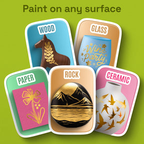 ARTISTRO 5 Gold Paint Pen for Rock, Glass, Ceramic, Wood, Tire, Fabric, Metal, Canvas, Marking, Painting - Set of 5 Acry