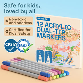 ARTISTRO 12 Pastel Dual-Tip Acrylic Paint Marker Pens