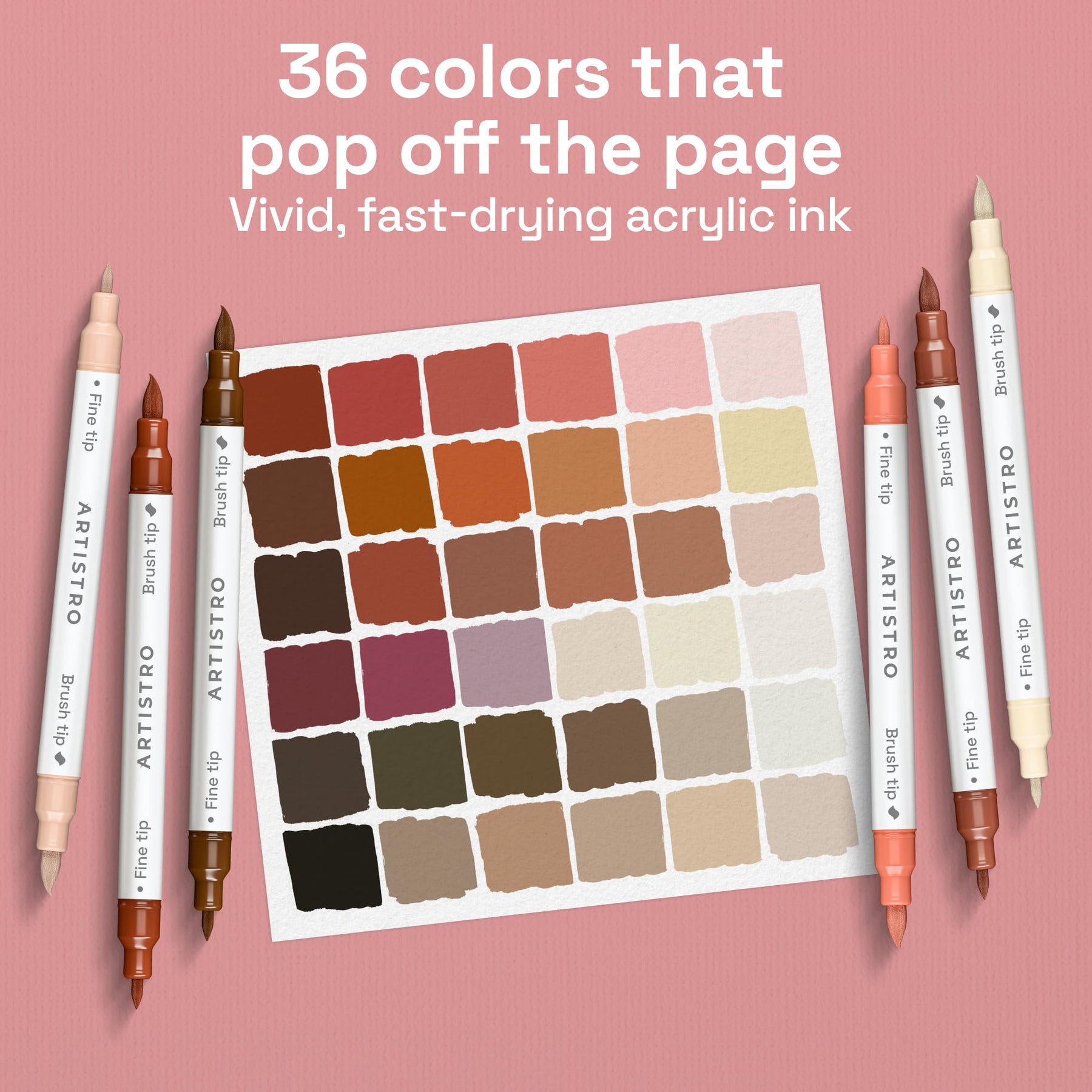 ARTISTRO 36 Skin Tones Dual-Tip Acrylic Paint Marker Pens for Drawing