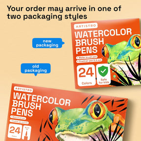 ARTISTRO 24 Watercolor Markers with Flexible Paint Brush Pens for Pros & Beginners - Consistent, Smooth, Bright, Washable, Non-Toxic, Ideal for Coloring, Calligraphy, & Manga