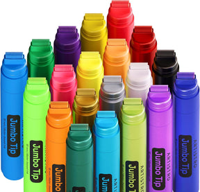 20 Jumbo Markers, Acrylic Markers with 15mm Jumbo Felt Tip