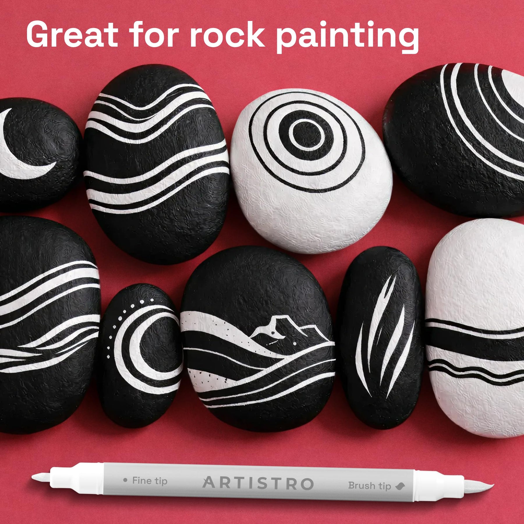 ARTISTRO 24 White Dual-Tip Acrylic Paint Marker Pens for Drawing