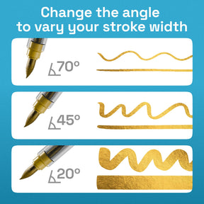 ARTISTRO 5 Gold Paint Pen for Rock, Glass, Ceramic, Wood, Tire, Fabric, Metal, Canvas, Marking, Painting - Set of 5 Acry