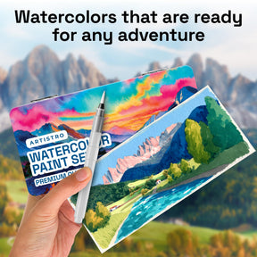 ARTISTRO 168 Watercolor Paint Set, Sunrise Set, Palette & Brushes