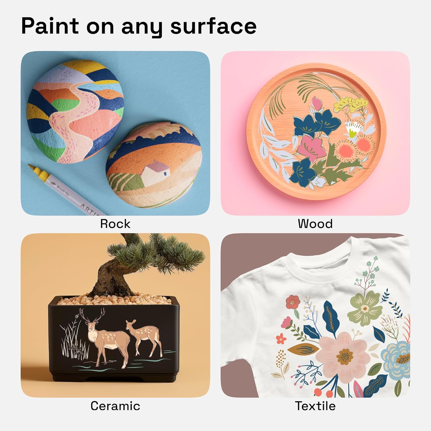 ARTISTRO 24 Pastel Acrylic Paint Markers - Paint Pens Dual Tip Brush + Fine Ideal for Calligraphy - Perfect for Fabric, Rock, Glass, Wood, DIY - Art Supplies, Stocking Stuffers, Christmas Gift Idea