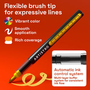 ARTISTRO 5 Gold Paint Pen for Rock, Glass, Ceramic, Wood, Tire, Fabric, Metal, Canvas, Marking, Painting - Set of 5 Acry