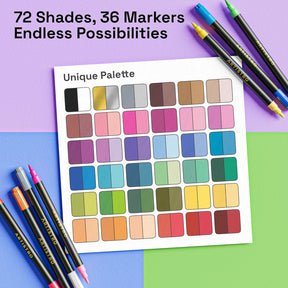 ARTISTRO Paint Markers - Acrylic Pens for Rock, Glass, Fabric, DIY - Art Supplies - 72 Dual Brush Tip Markers