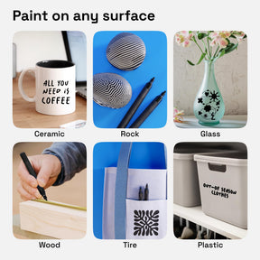 ARTISTRO 2 Black Permanent Marker - Waterproof Markers for Tire, Fabric, Rocks, Glass, Ceramic, Wood, Paper - Oil Based 