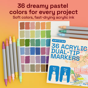 ARTISTRO 36 Pastel Dual-Tip Acrylic Paint Marker Pens